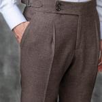 Premium Chocolate Brown Gurkha Pants — Double Pleated High-Waist Modern Slim Fit Trousers