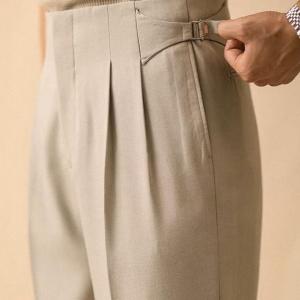 Men’s Premium Sand Beige Gurkha Tailored Trousers – Modern Fit