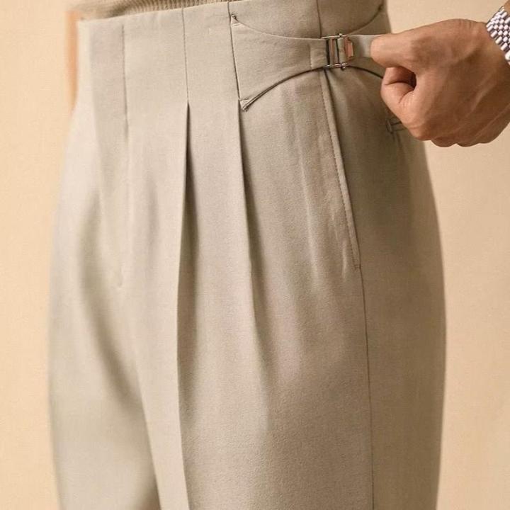 Men’s Premium Sand Beige Gurkha Tailored Trousers – Modern Fit