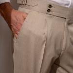 Premium Sand Beige Gurkha Pants — Double Pleated Modern Slim Fit Tailored Trousers