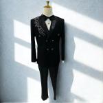 Men’s Luxury Black Zardozi Details Tuxedo Blazer – Slim Fit Double-Breasted Tuxedo with Pant