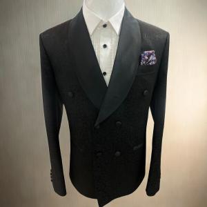 Men’s Premium Black Double-Breasted Blazer with Shawl Lapel