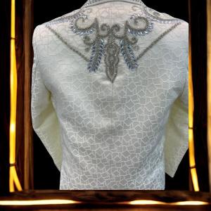 Men’s Luxury White Zardoji Blazer – Slim Fit Designer Suit Jacket