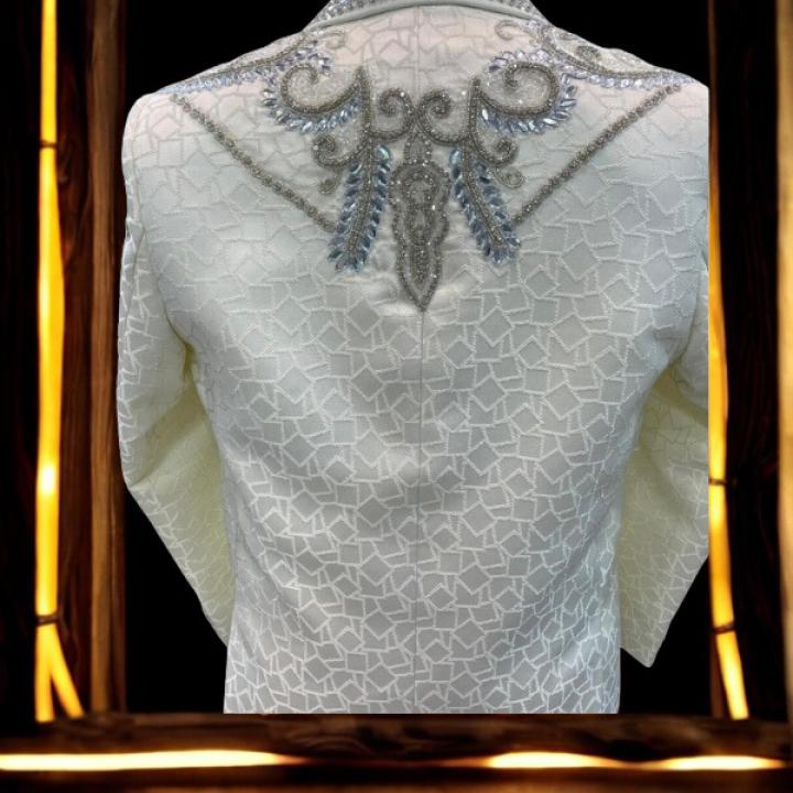 Men’s Luxury White Zardoji Blazer – Slim Fit Designer Suit Jacket