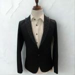 Elegant Black Men’s Blazer with Embellished Shawl Lapel