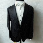 Luxury Black Textured Men’s Blazer with Satin Shawl Lape