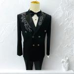 Men’s Luxury Black Zardozi Details Tuxedo Blazer – Slim Fit Double-Breasted Tuxedo with Pant