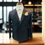 Men’s Double-Breasted Pinstripe Blazer – Modern Fit Formal & Business Suit Jacket