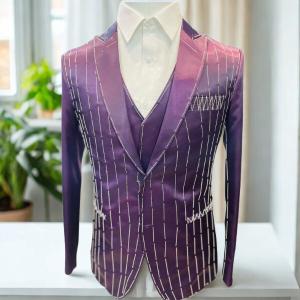 Men’s Premium Purple Pinstripe Three-Piece Suit