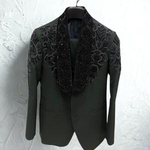 Men’s Luxury Black Zadrozi Detailed Shawl Lapel Tuxedo with Pant