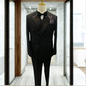 Men’s Classic Black Double-Breasted Tuxedo Suit