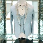 Premium Ice Blue Zardoji Work Men’s 3-Piece Suit – Slim Fit Blazer, Waistcoat & Shirt Style Look