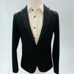 Elegant Black Men’s Blazer with Embellished Shawl Lapel