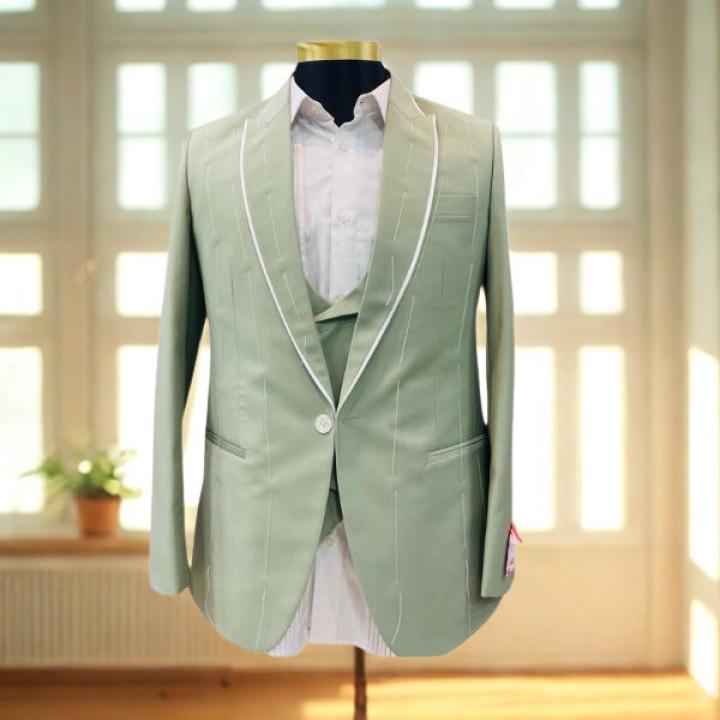 Men’s Premium Mint Green Suit – Modern Fit Three-Piece Blazer Set
