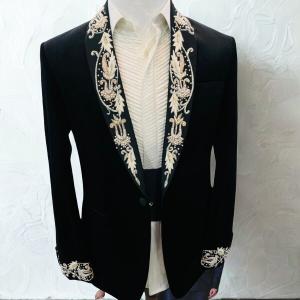 Men’s Premium Black Zardoji Shawl Lapel Blazer – Luxury Wedding Wear with Trouser
