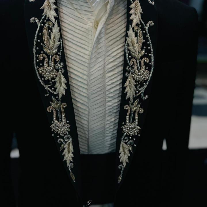 Men’s Premium Black Zardoji Shawl Lapel Blazer – Luxury Wedding Wear with Trouser