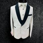 Men’s Premium White Jacquard Tuxedo Blazer – Modern Fit
