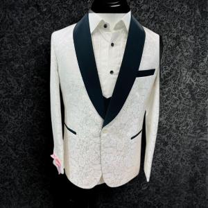 Men’s Premium White Jacquard Tuxedo Blazer – Modern Fit