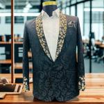 Men’s Luxury Zardozi Jacquard Blazer – Modern Fit Statement Suit Jacket