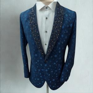 Blue Textured Men’s Blazer – Slim Fit Designer Formal & Party Wear Jacket